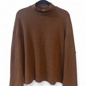 SHEIN Women Large Brown Ribbed Faux Turtleneck